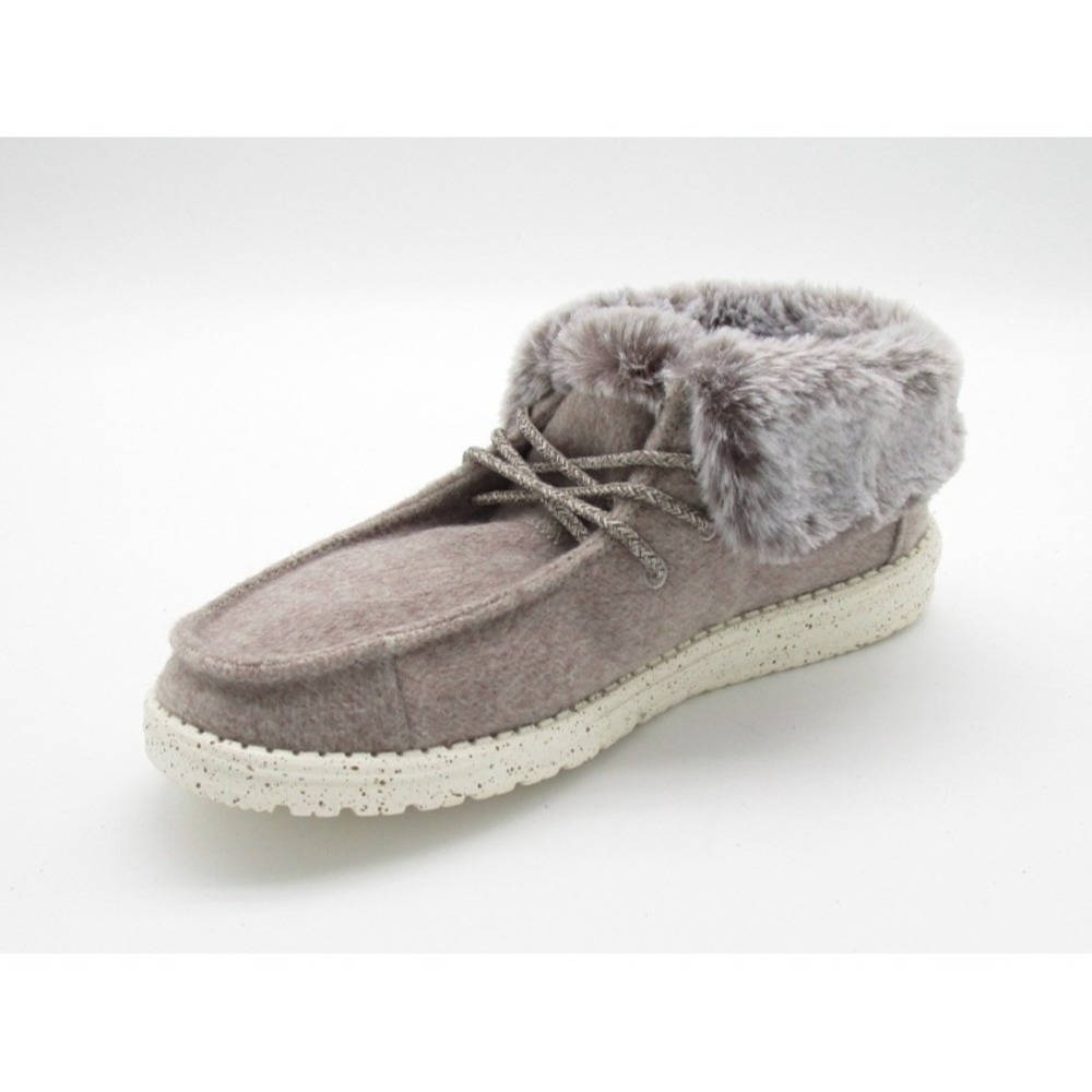 Hey Dude Britt Chocolate Furry Top Lace Up Sneaker Shoes Womens Sz 8 NWOB - Picture 5 of 10